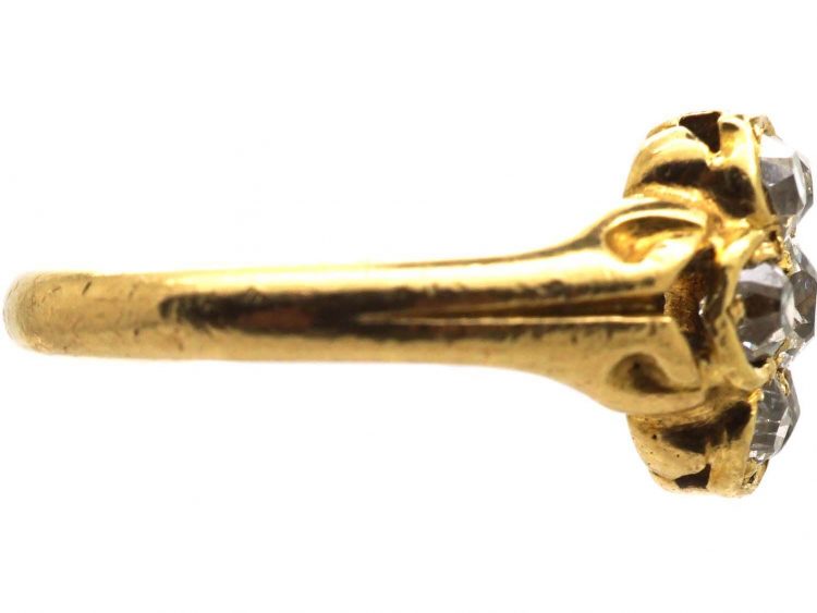 Victorian 18ct Gold, Old Mine Cut Diamond Cluster Flower Ring