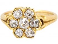 Victorian 18ct Gold, Old Mine Cut Diamond Cluster Flower Ring