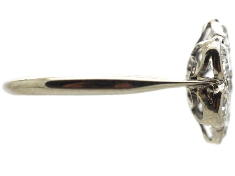 Early 20th Century 18ct White Gold & Platinum Diamond Cluster Ring