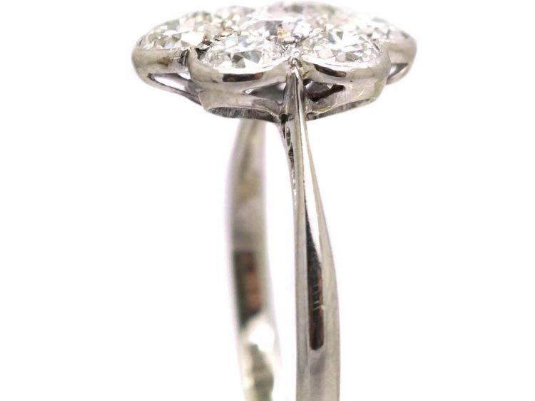 Early 20th Century 18ct White Gold & Platinum Diamond Cluster Ring