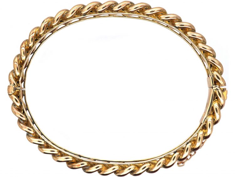 Edwardian 9ct Gold Curb Design Bangle