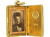 Edwardian 18ct Gold, Green Enamel & Rose Diamond Rectangular Locket