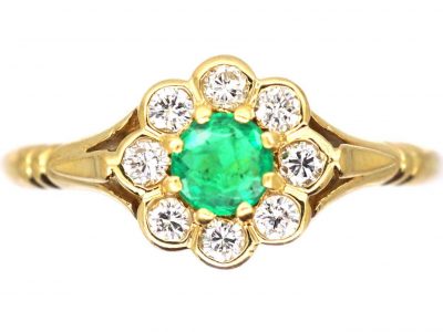 18ct Gold, Emerald & diamond Cluster Ring by Boodles