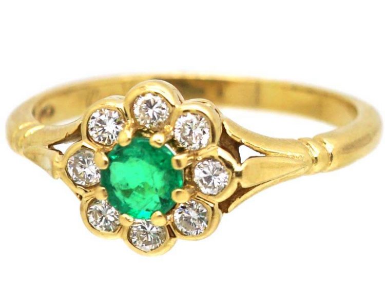 18ct Gold, Emerald & diamond Cluster Ring by Boodles