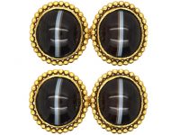 Victorian 18ct Gold Cufflinks set with Banded Sardonyx