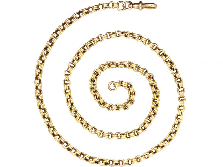 Victorian 10ct Gold Ribbed Chain with Dog Clip