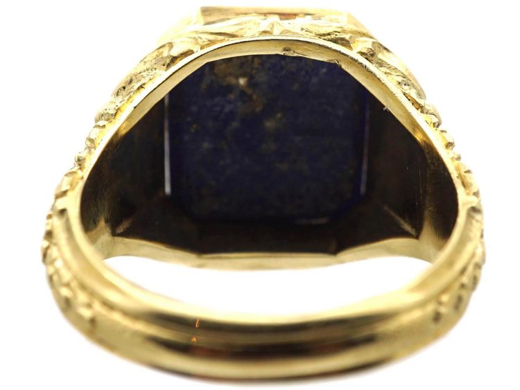 Edwardian 18ct Gold Signet Ring set with Lapis Lazuli