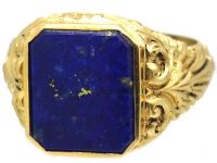 Edwardian 18ct Gold Signet Ring set with Lapis Lazuli