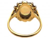 Edwardian 18ct Gold & Platinum, Opal & Diamond Cluster Ring