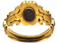 Georgian 18ct Gold & Black Enamel Mourning Ring set with a Diamond