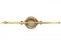 Art Deco 18ct White Gold, Cat's Eye Chrysoberyl & Diamond Brooch