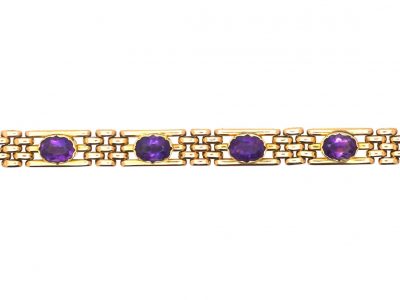 Edwardian 15ct Gold Bracelet set with Amethysts