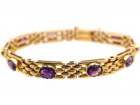 Edwardian 15ct Gold Bracelet set with Amethysts