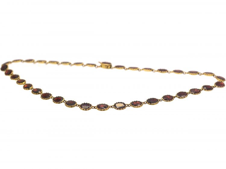Georgian Gold Garnet Riviere Necklace