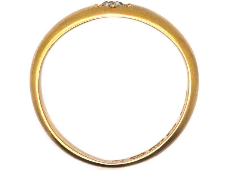 Edwardian 18ct Gold Gypsy Ring set with a Diamond