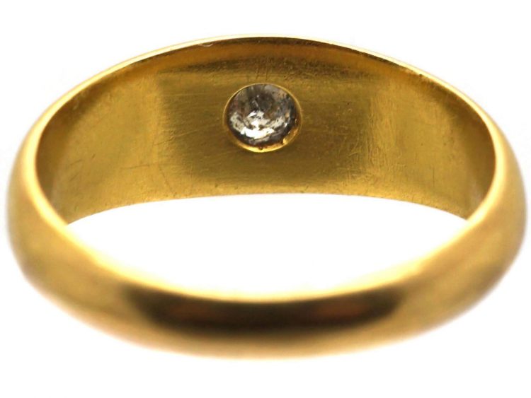 Edwardian 18ct Gold Gypsy Ring set with a Diamond