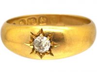 Edwardian 18ct Gold Gypsy Ring set with a Diamond