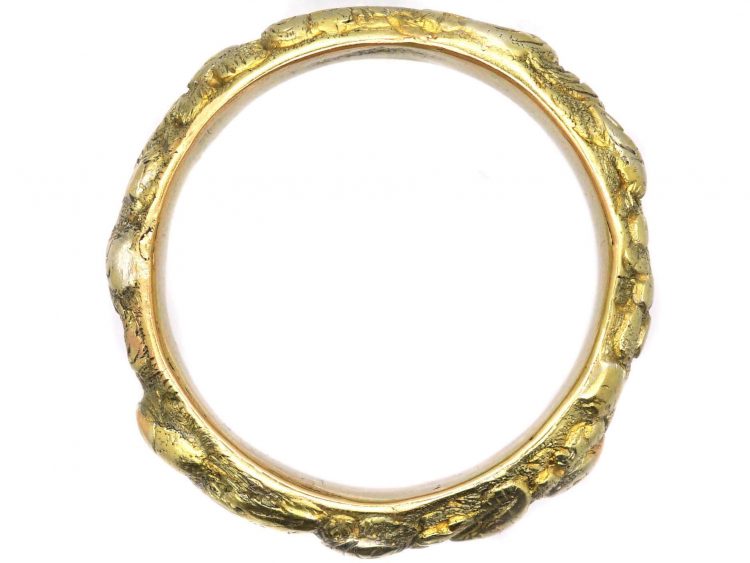 Georgian 18ct Gold Wedding Ring with Shell & Flower Detail