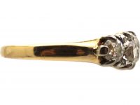 Early Victorian 18ct Gold & Silver Five Stone Old Mine Cut Diamond Ring with Diamond Points