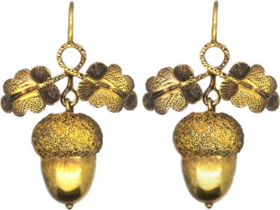 Victorian 15ct Gold Acorn Earrings