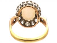 Edwardian 18ct Gold, Opal & Diamond Cluster Ring with Diamond Set Shoulders