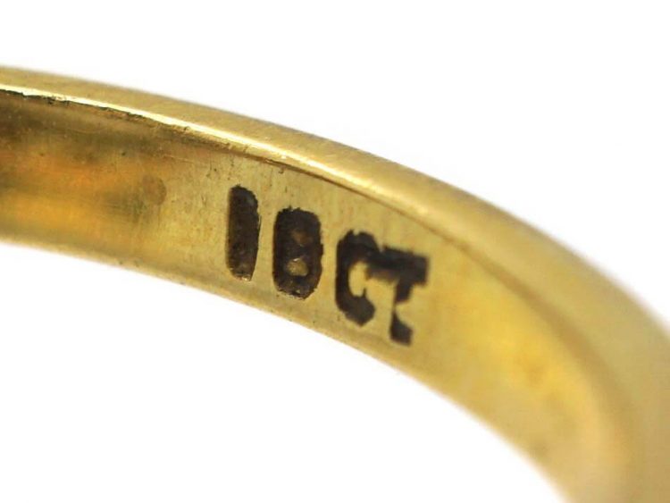 Edwardian 18ct Gold, Opal & Diamond Cluster Ring with Diamond Set Shoulders