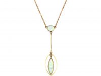 Edwardian 15ct Gold Necklace set with Two Opals