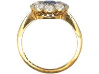 Edwardian 18ct Gold & Platinum, Sapphire & Diamond Cluster Ring