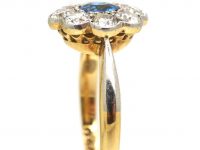 Edwardian 18ct Gold & Platinum, Sapphire & Diamond Cluster Ring
