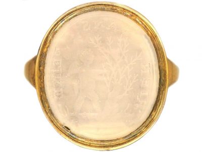 Georgian 15ct Gold Rebus Ring of a Cherub & Willow Tree