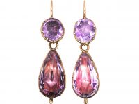 Georgian 15ct Gold Foiled Amethyst Drop Earrings