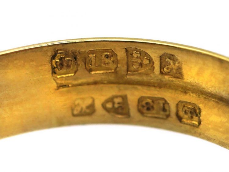 Edwardian 18ct Gold Double Snake Ring set with Diamonds