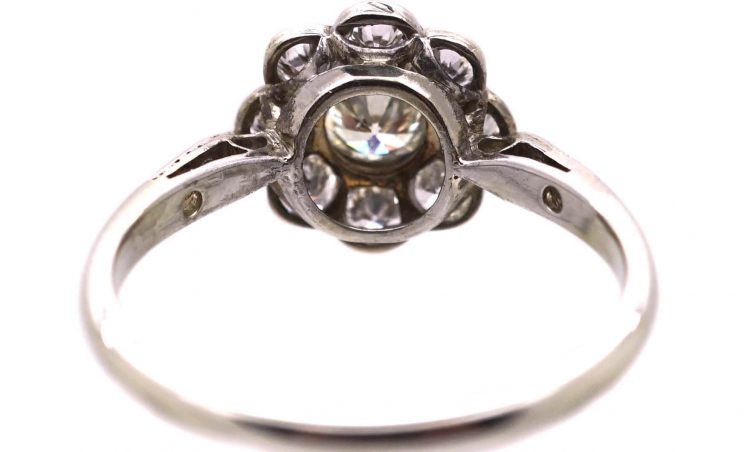Edwardian Platinum Diamond Daisy Cluster Ring