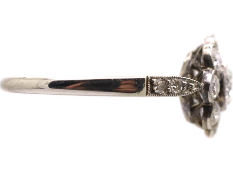 Edwardian Platinum Diamond Daisy Cluster Ring