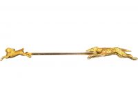 Edwardian 15ct Gold Hare & Hound Brooch