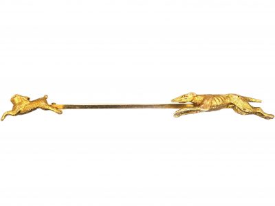 Edwardian 15ct Gold Hare & Hound Brooch