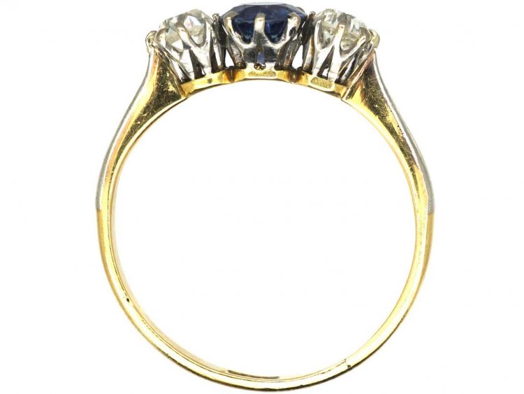 Edwardian 18ct Gold, Sapphire & Diamond Three Stone Ring