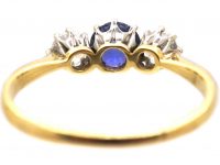 Edwardian 18ct Gold, Sapphire & Diamond Three Stone Ring