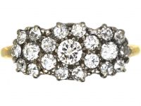 Edwardian 18ct Gold Triple Cluster Diamond Ring