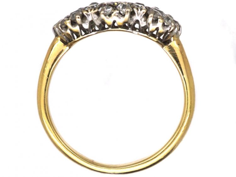 Edwardian 18ct Gold Triple Cluster Diamond Ring