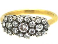 Edwardian 18ct Gold Triple Cluster Diamond Ring
