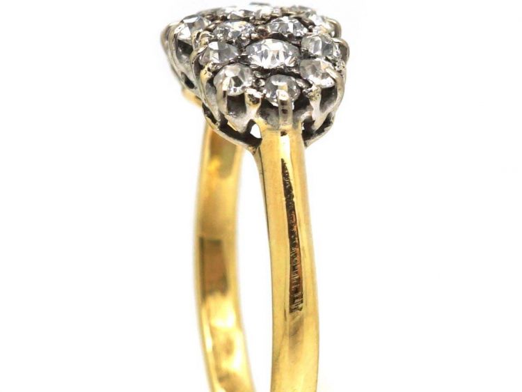 Edwardian 18ct Gold Triple Cluster Diamond Ring