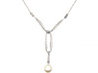 Late 20th Century 18ct White Gold, Pearl & Diamond Necklace
