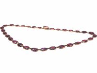Georgian 9ct Gold Garnet Riviere Necklace in Original Case