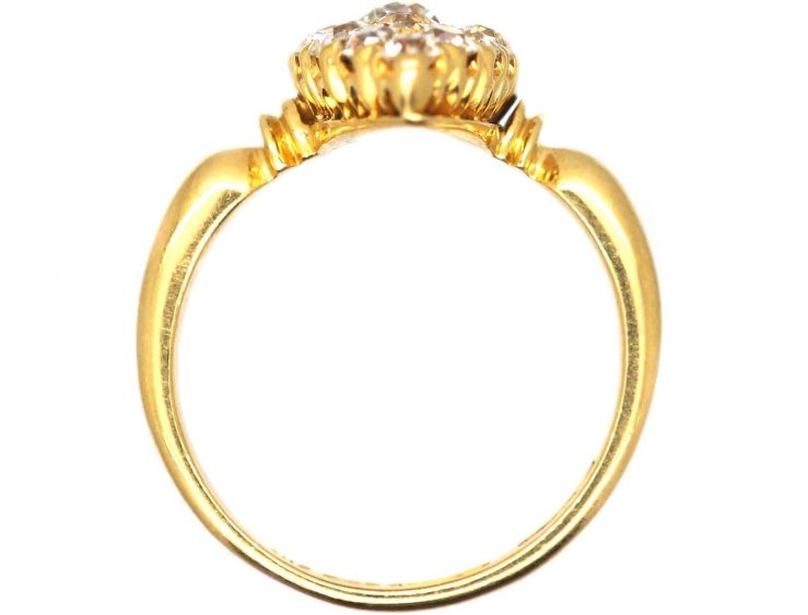 Victorian 18ct Gold Marquise Ring Set with Old Mine Cut Diamonds
