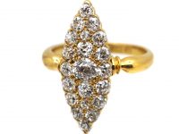 Victorian 18ct Gold Marquise Ring Set with Old Mine Cut Diamonds