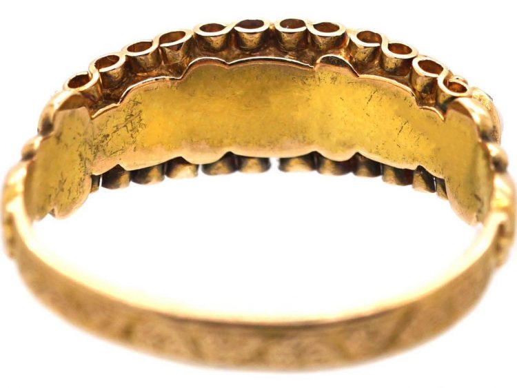 Victorian 15ct Gold Ring set with Emeralds & Natural Split Pearls