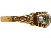 Victorian 15ct Gold Ring set with Emeralds & Natural Split Pearls