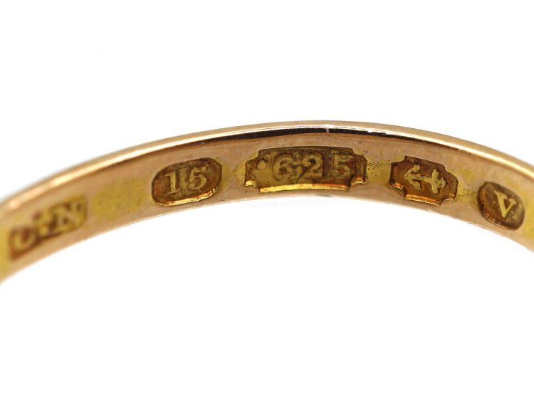 Victorian 15ct Gold Ring set with Emeralds & Natural Split Pearls