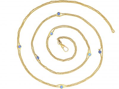 Early 20th Century 14ct Gold Long Chain set with Sapphires